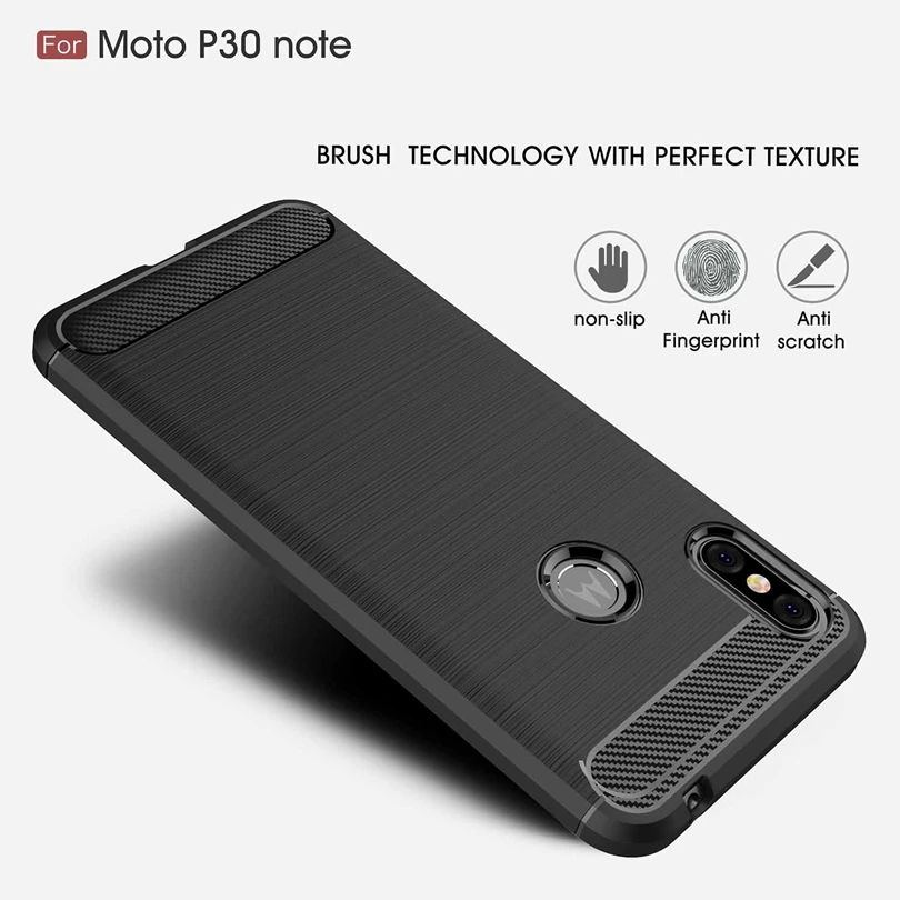 Чехол из углеродного волокна для Motorola Moto P30 Note/P30Note тонкий противоударный мягкий