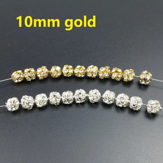 10mm gold 20pcs 20 шт./лот, 6 мм/8 мм/10 мм, золото/серебро, круглые бусины для диско-шара, стразы, хрустальные бусины для самостоятельного изготовления ювелирных изделий - Цвет: 10mm gold 20pcs
