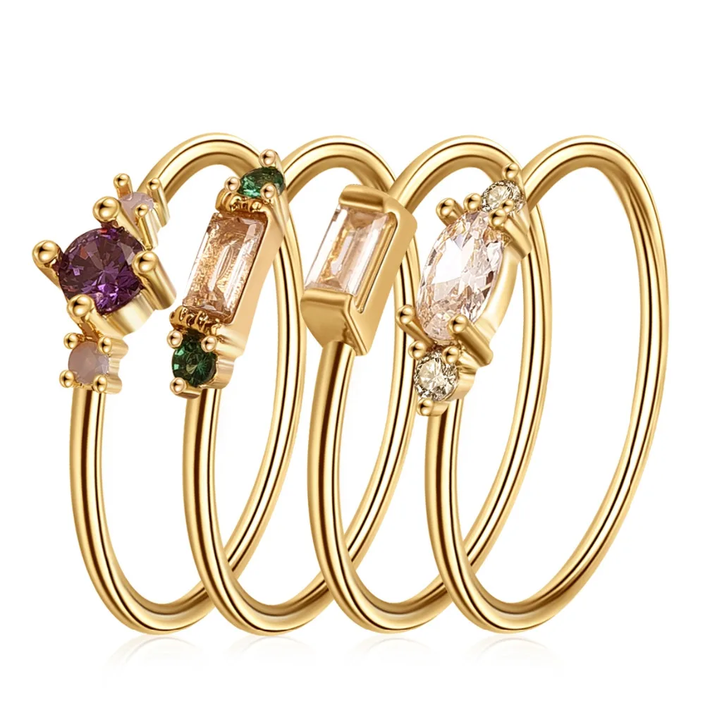 Fashion 4pcs/set Gold Color Plating Simple Boho Rings Women Zircon bohemian Engagement | Украшения и аксессуары