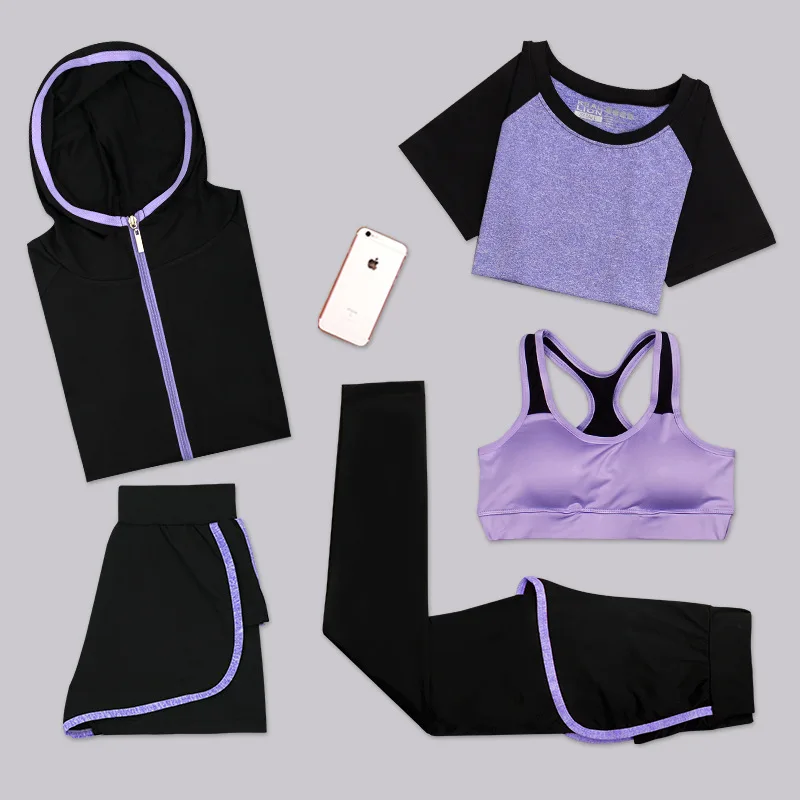 JINXIUSHIRT 5 шт. женский спортивный комплект для йоги бега фитнеса костюм с длинными