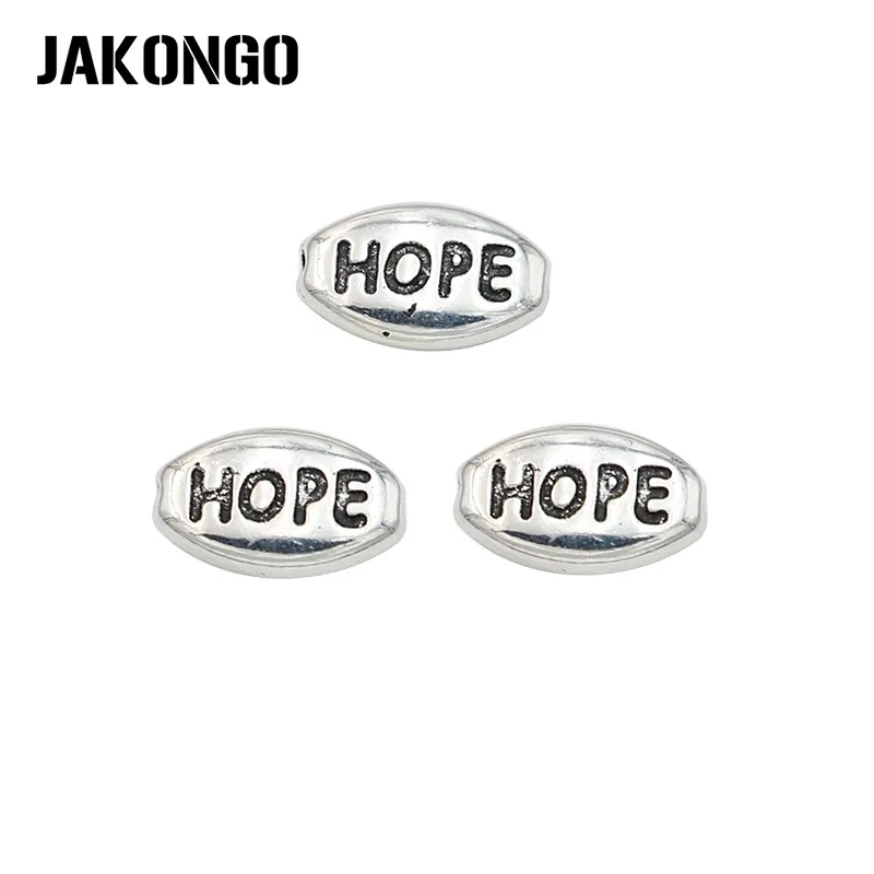 JAKONGO античные посеребренные бусины Faith Hope Joy для изготовления браслетов, ювелирные изделия, аксессуары ручной работы, 30 шт - Цвет: Hope