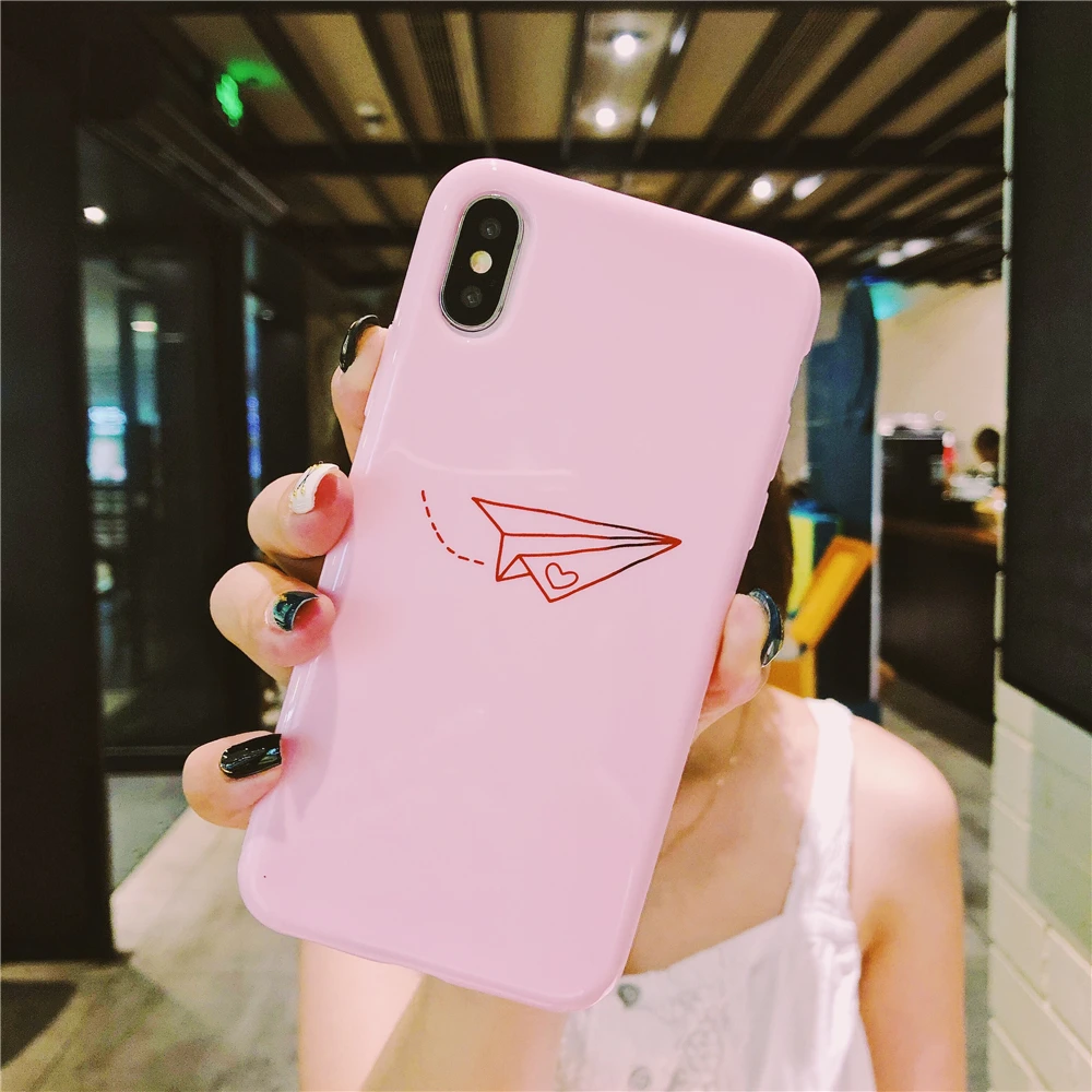Модный чехол для телефона с изображением маленького сердца и самолета iPhone 7 8 Plus X