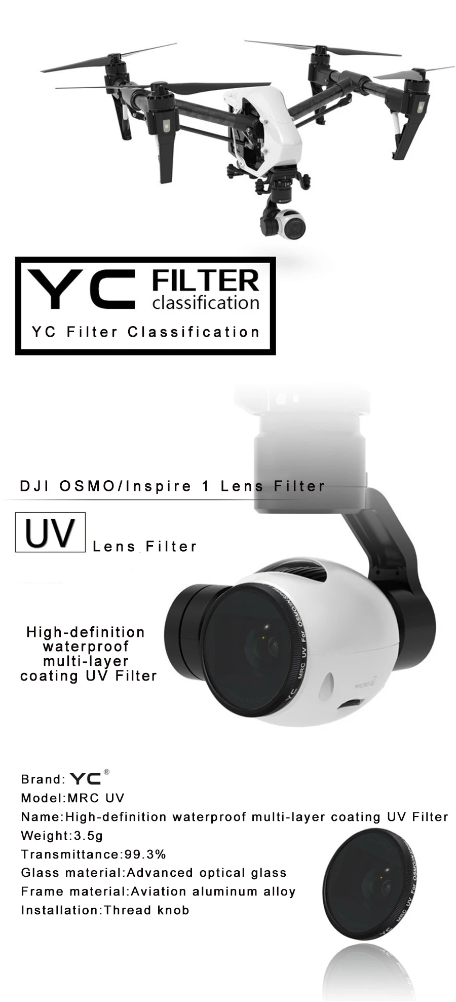 DJI OSMO MCUV CPL ND4 ND8 ND16 ND32 ND64 фильтр и Комплект фильтров аксессуары для держатель для DJI OSMO Gimbal Inspire 1 Zenmuse X3