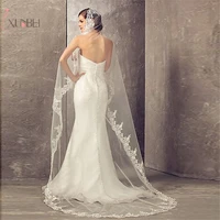 cheap long wedding veil without comb lace edge white ivory bridal voile marriage cathedral length wedding accessories new
