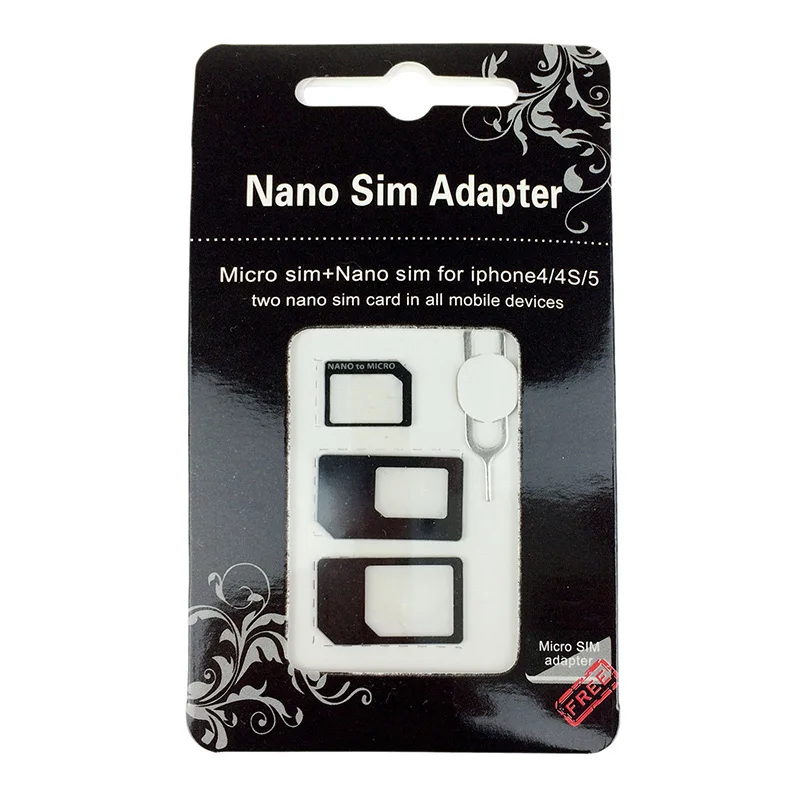 VBNM Micro Nano SIM карты адаптер 4 в 1 с извлечение булавки ключ для iPhone samsung huawei|Адаптеры