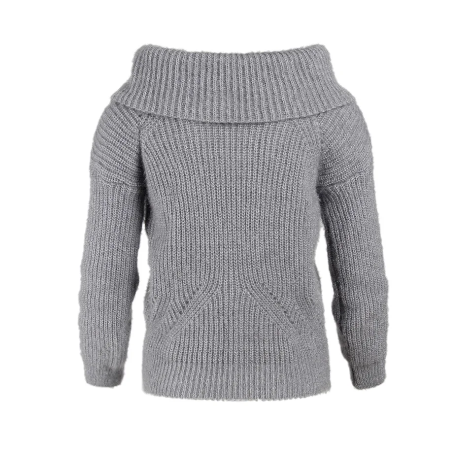 Women Sweaters And Pullovers Autumn Winter Slash Neck Long Sleeve Gray Blue Red Khaki Pink Thick Knitting | Женская одежда