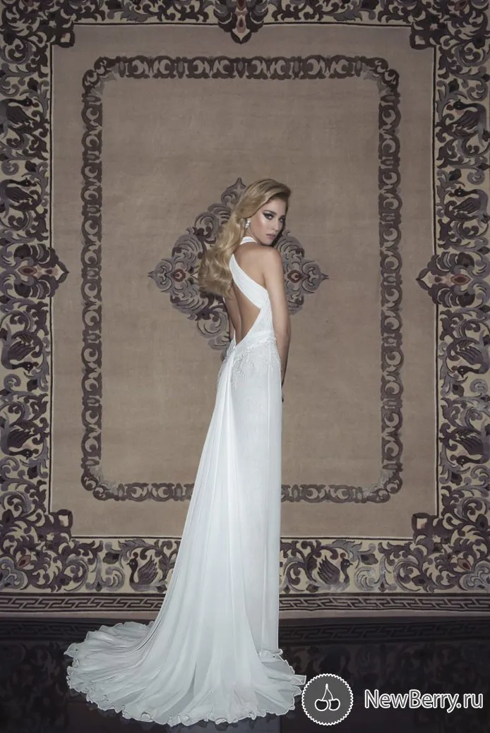 White Simple Wedding Dress Halter Appliques Pleat Backless Mermaid Dresses Chiffon Floor Length Sleeveless Romantic | Свадьбы и