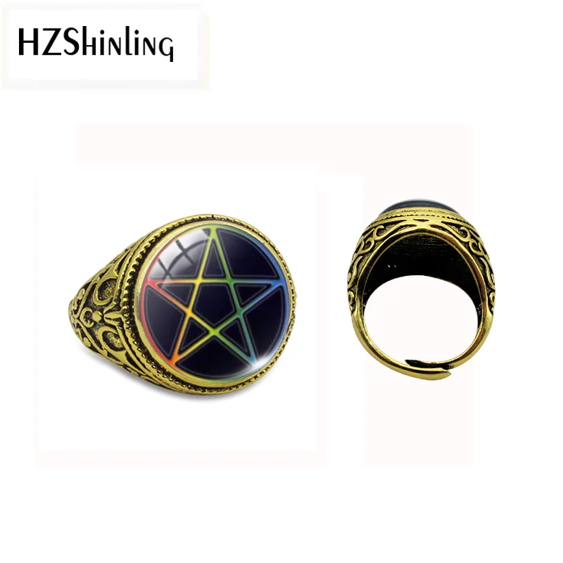 Винтажное кольцо Wicca с фиолетовой пятиконечной звездой для Мужчин Ювелирные