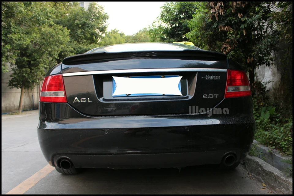 V Стиль углеродного волокна задний багажник спойлер для Audi A6 C6 Sedan 2005-2011 год автомобиля спойлер крыло(не подходит Sline s6 rs6