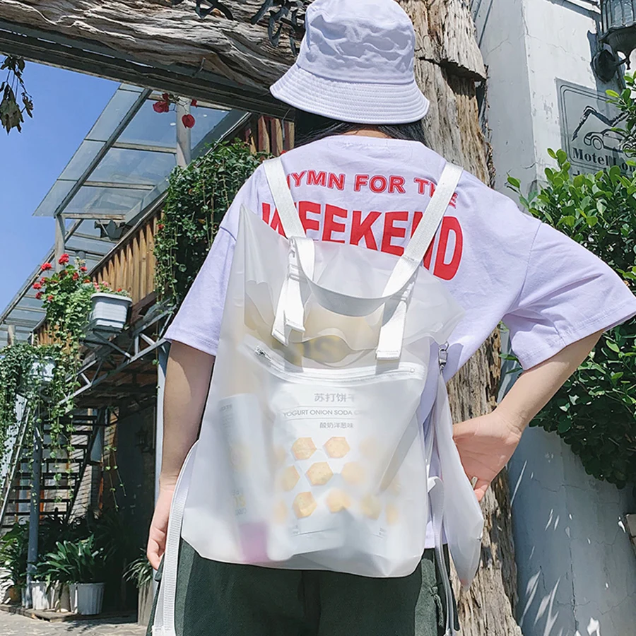 Повседневный прозрачный рюкзак для женщин из прозрачного желеобразного ПВХ