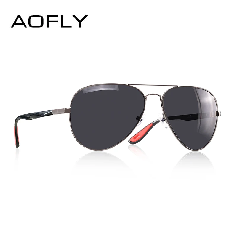 C2Bright gun AOFLY, дизайнерские, классические, поляризационные, солнцезащитные очки для мужчин, для вождения, металл+ TR90, ультралегкие, солнцезащитные очки, UV400, Gafas Oculos De Sol - Цвет линз: C2Bright gun