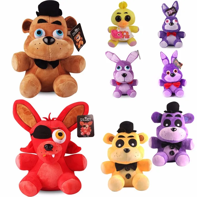 FNAF Plush Toys 18cm Five Nights At Freddy's 4 Freddy Bear Chica Bonnie Foxy Keychain Pendant Stuffed Animals Gifts | Игрушки и
