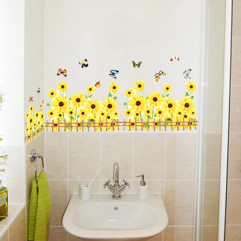 Желтая Цветочная бабочка Настенная 3d наклейка для сада спальни гостиной фона
