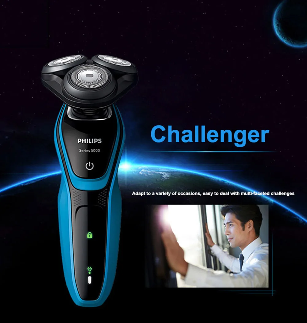 Philips электробритва S5077 вращающаяся перезаряжаемая моющаяся с 3D плавающими головками для мужской электробритвы