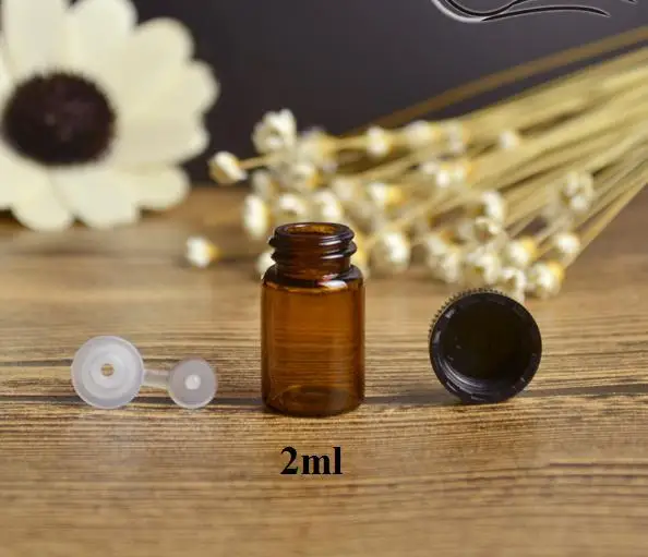 Бесплатная доставка 1 мл/2 мл 10 шт./лот коричневая стеклянная бутылка для эфирного