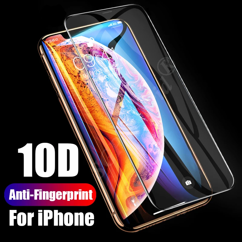 10D закаленное стекло для iphone 7 чехол Apple XS Max XR X 6 6S 8 Plus 7plus plus полностью клеящаяся