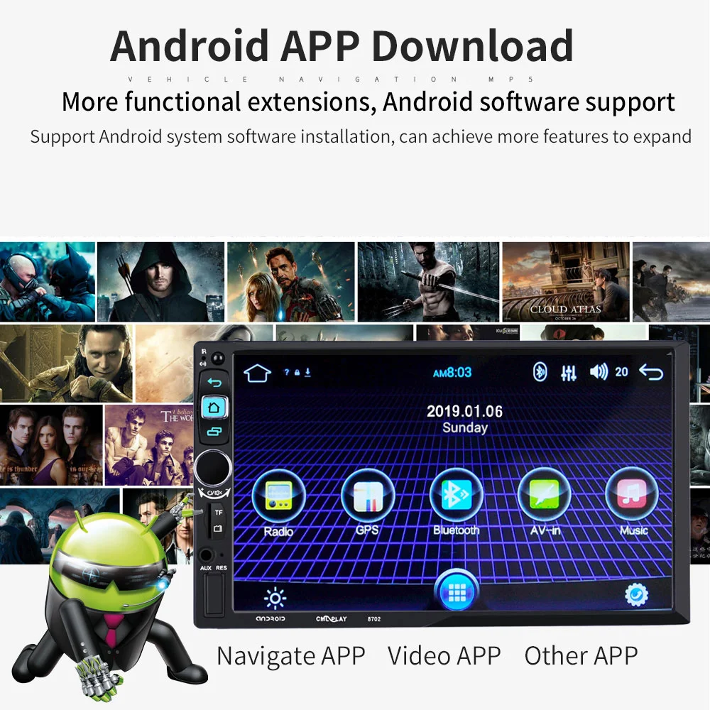 Автомагнитола 7 дюймов 2 Din Android 9 1 GPS навигация Bluetooth Wifi стерео Aux FM USB TF Авторадио