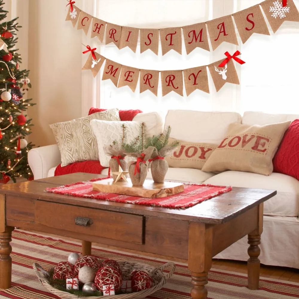 Burlap Banner OurWarm 252 см винтажные рождественские украшения для дома гирлянда
