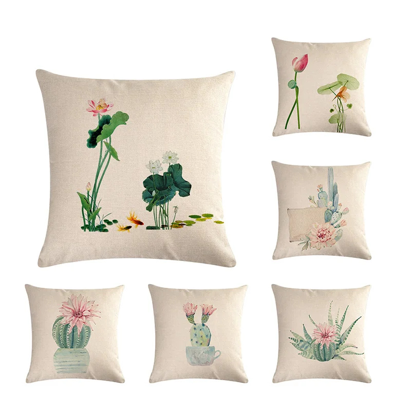 

Succulent Plant Picture Pillow Cover Throw Pillow Cover Farmhouse Decor Cotton Linen Sofa Cushion Cover Home Decor