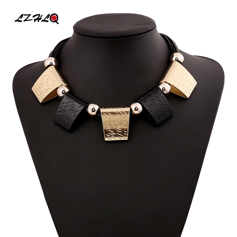 

LZHLQ Fashion Multilayer Rope Chain Punk Maxi Necklaces Statement Geometric Metal Bead Brand Necklace Women Jewelry Accessories