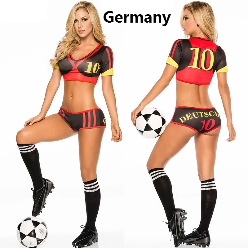 Germany Костюм Чирлидера Zymfox, футбольный костюм для евро-Кубка, сексуальные шорты для девочек, командные комплекты чирлидеров, спортивные костюмы, 11 стран - Цвет: Germany