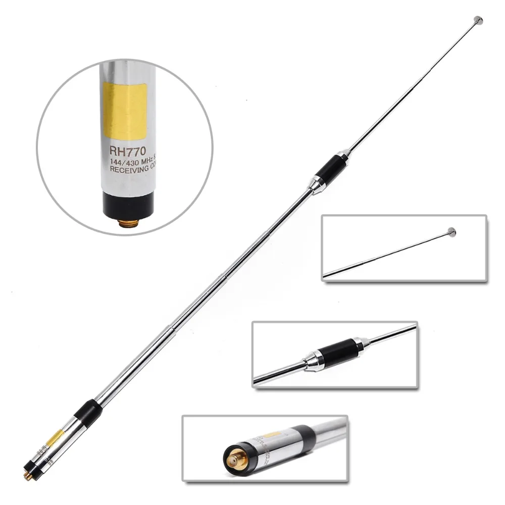 2 шт Harvest RH770 Двухдиапазонная 144/430MHz SMA Female телескопическая антенна для BAOFENG UV 5R 82 BF