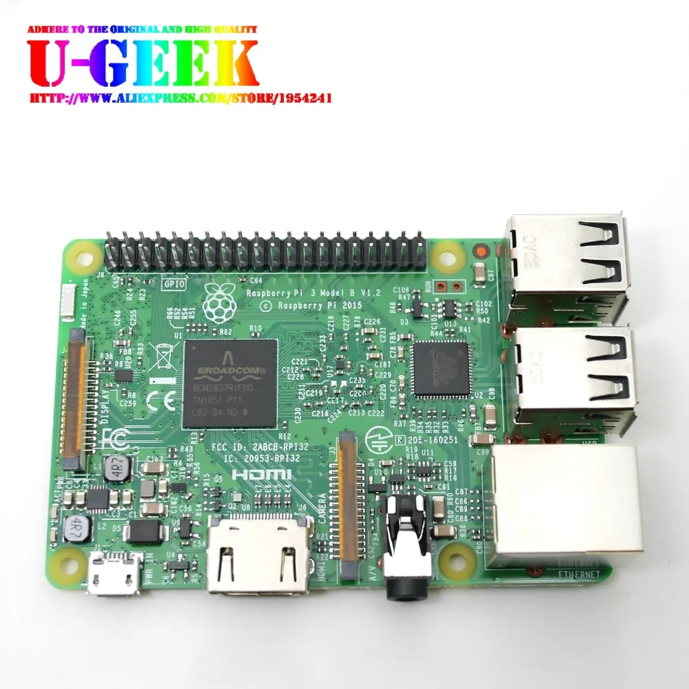 RS оригинальный Raspberry Pi 3 Model B 1 ГБ RAM четырехъядерный процессор 2 ГГц 64 бит с WiFi и