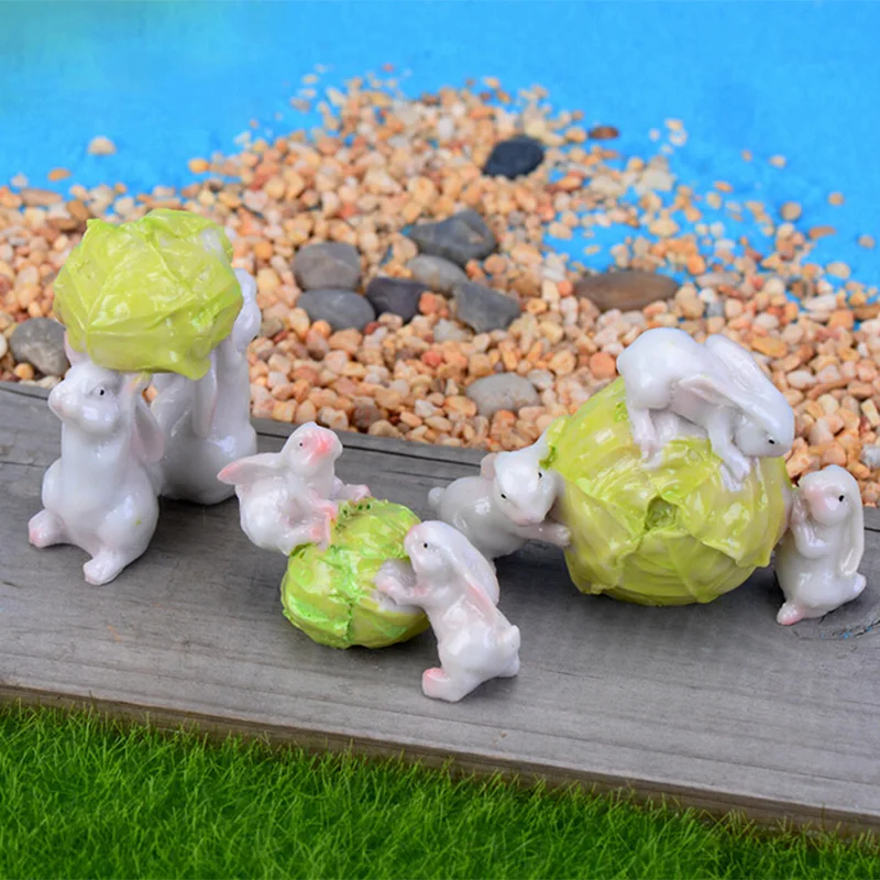 1 шт. миниатюрная Статуэтка кролика лодки капусты|craft resin|craft fairycraft figurines |