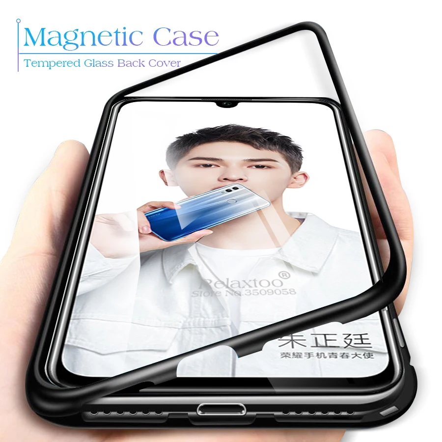 Магнитный адсорбционный металлический чехол для Huawei Honor 10 Lite Coque Funda магнит закаленное стекло задняя крышка на Honar Honer 10 Light