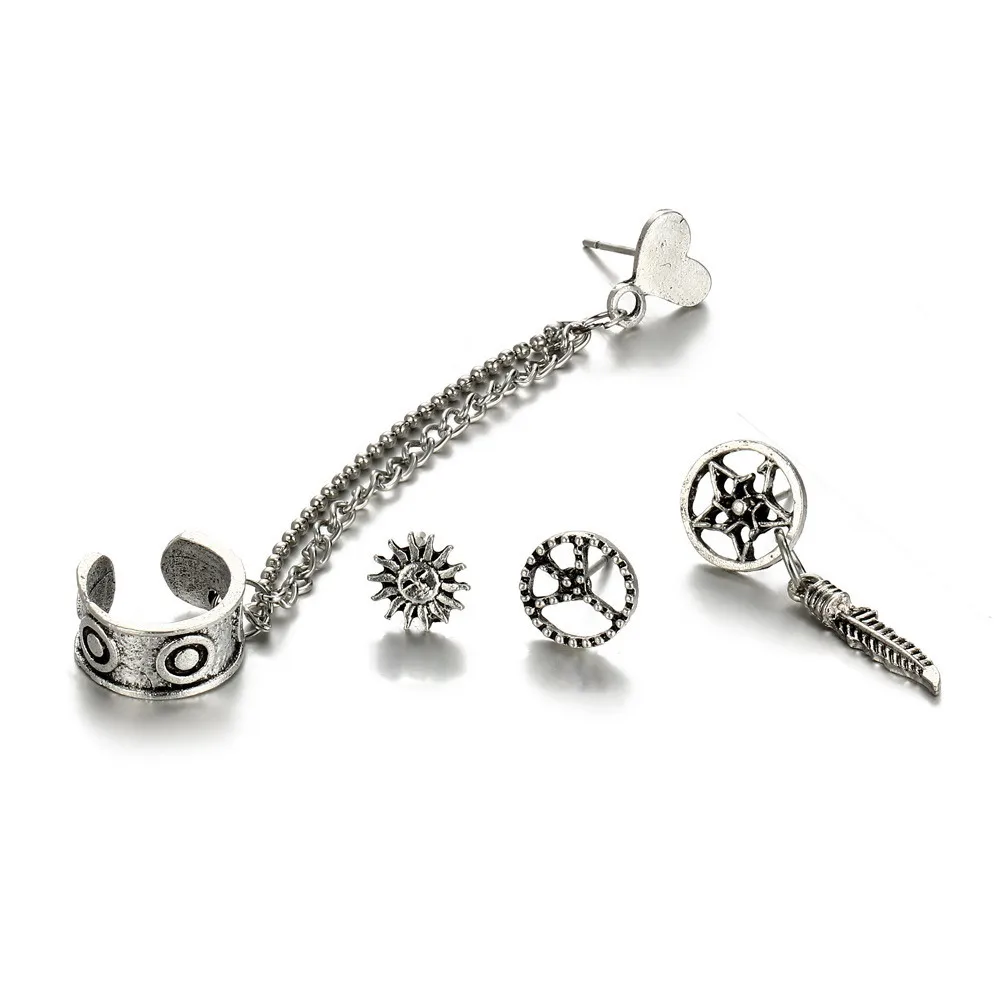 4 компл. серьги солнце листья любовь цепи символ новые женские костюм Подходит