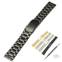 18 20 22 24mm new women man silver brushed solid stainless steel bracelet watch band strap belt folding clasp relogio masculino