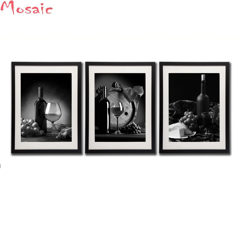 Алмазная вышивка 3 картины красного вина Настенная декоративная бутылка стекло