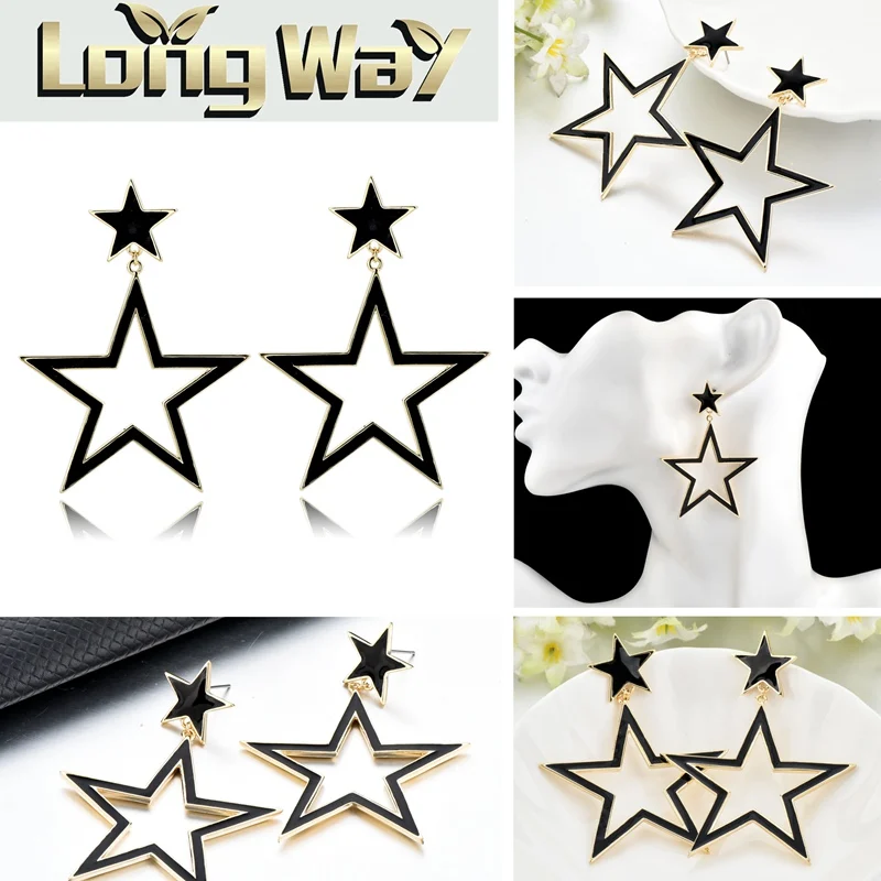 Женские серьги подвески с кристаллами LongWay винтажные Крупные круглые