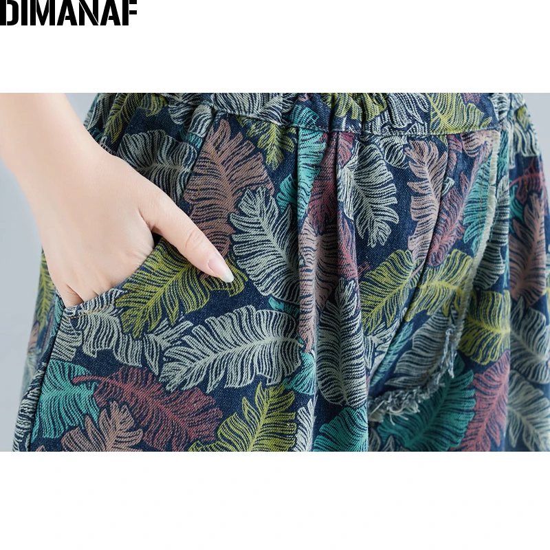 Женские джинсы с широкими штанинами DIMANAF Длинные свободные штаны в винтажном