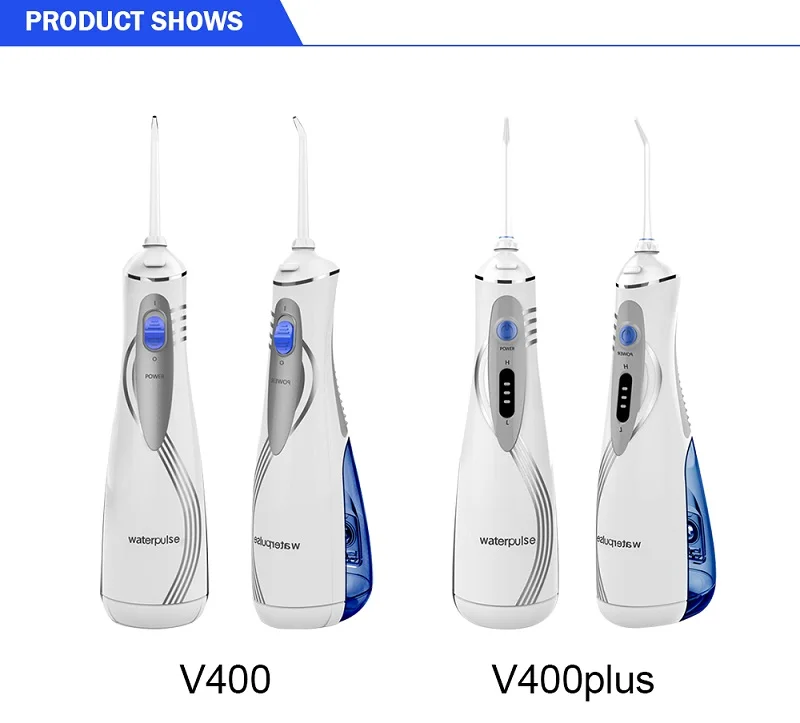 Стоматологической помощи waterpulse Портативный электрические зубные Вода Flosser Ирригатор для полости рта V400 Перезаряжаемые Чистка зубов зубной SPA воды