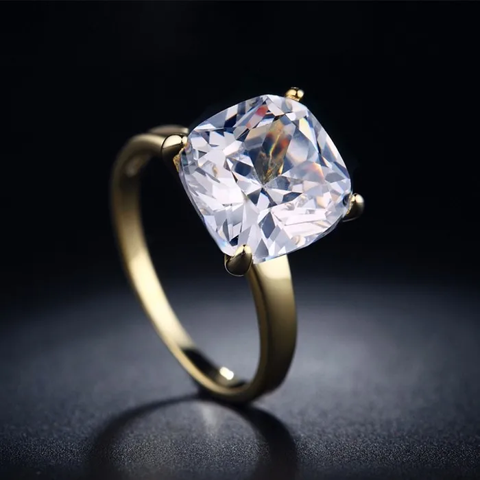 Бренд yinhed ювелирные изделия Большой 10 мм 4ct квадратный кубический циркон Свадебные Кольца для женщин 18KGP Позолоченные ювелирные изделия CZ кольцо ZR136