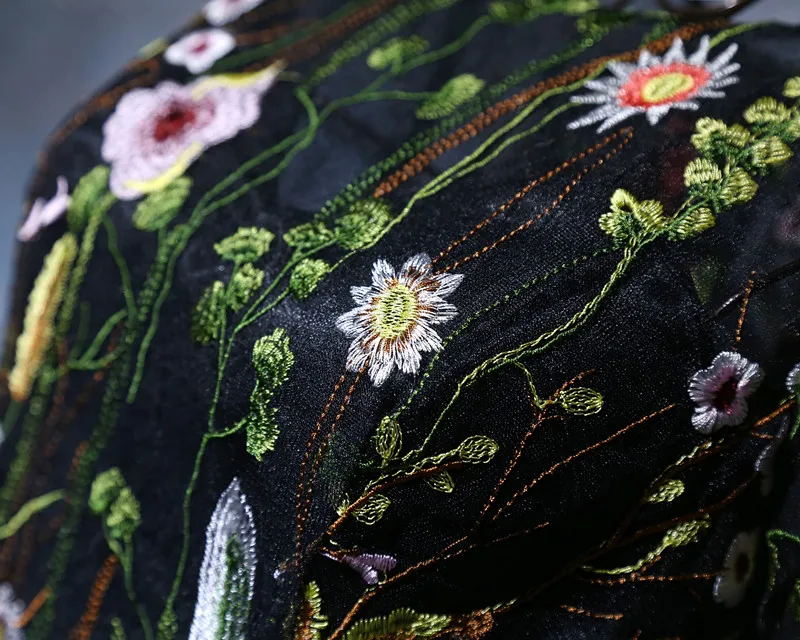 Robe De Soiree вечерние платья с длинными рукавами, высокое качество, вечернее платье, черный тюл с цветами, вечерние платья вечерние платья