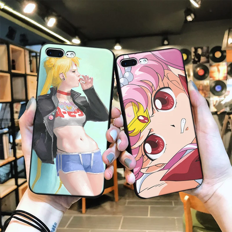 OUTMIX аниме Сейлор Мун Chibimoon телефон Мягкий силиконовый чехол для iphone 5 6 7 8 PLUS X Fundas