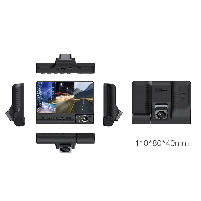 ANSTAR 4''Car DVR 1080P 3 объектив вида видео Регистраторы внутри автомобиля до и после