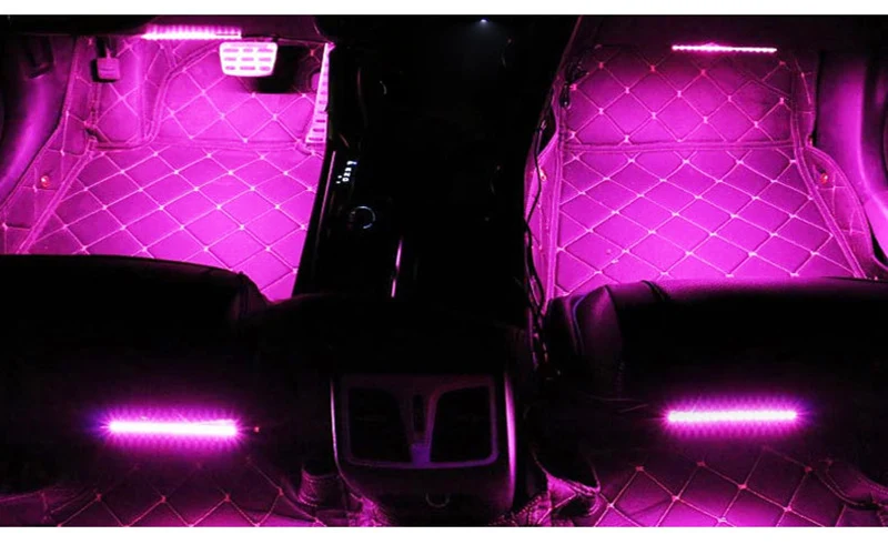 Автомобильный RGB светодиодный ленточный светильник, светодиодный ленточный светильник, s цвета, автомобильный Стайлинг, декоративная атмосферная лампа, автомобильный интерьерный светильник с пультом дистанционного управления 12 В