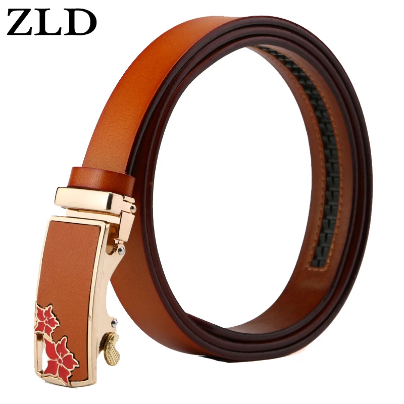 Женские дизайнерские ремни ZLD из натуральной кожи с автоматической пряжкой в