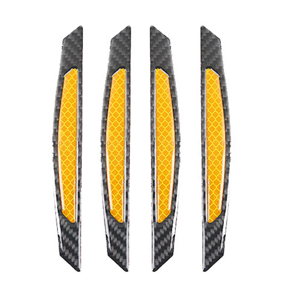 4 шт./компл. углеродного волокна автомобиля Стикеры анти-столкновения наклейки на авто Светоотражающие предупреждающие полосы Авто Средства для укладки волос