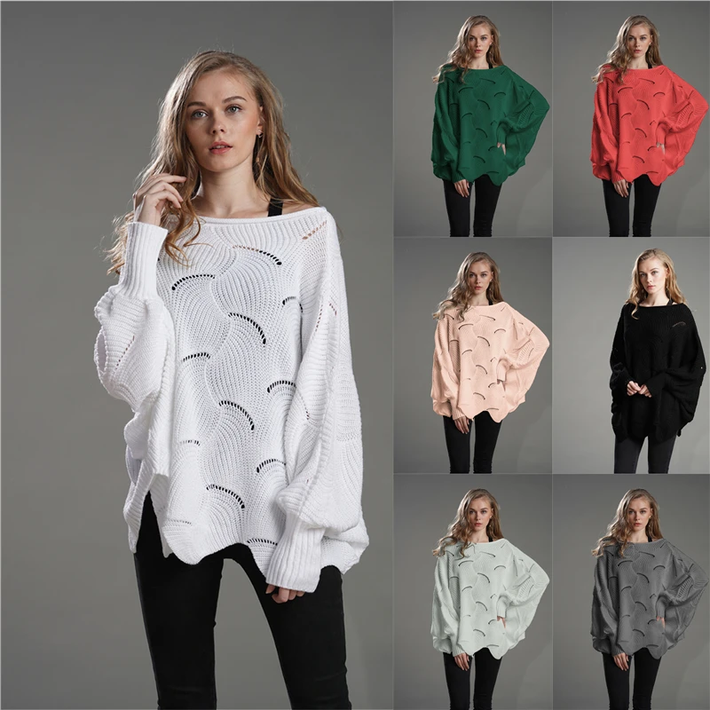 

Fashion Women Sweater Knitted Pullover Sueter Mujer Office Lady Jumpers Ladies O-Neck Full Pull Femme Solid Women Tops Casual
