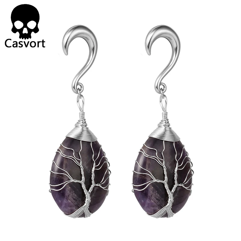 Casvort новые Заглушки для ушей из натурального камня Висячие туннели нержавеющей