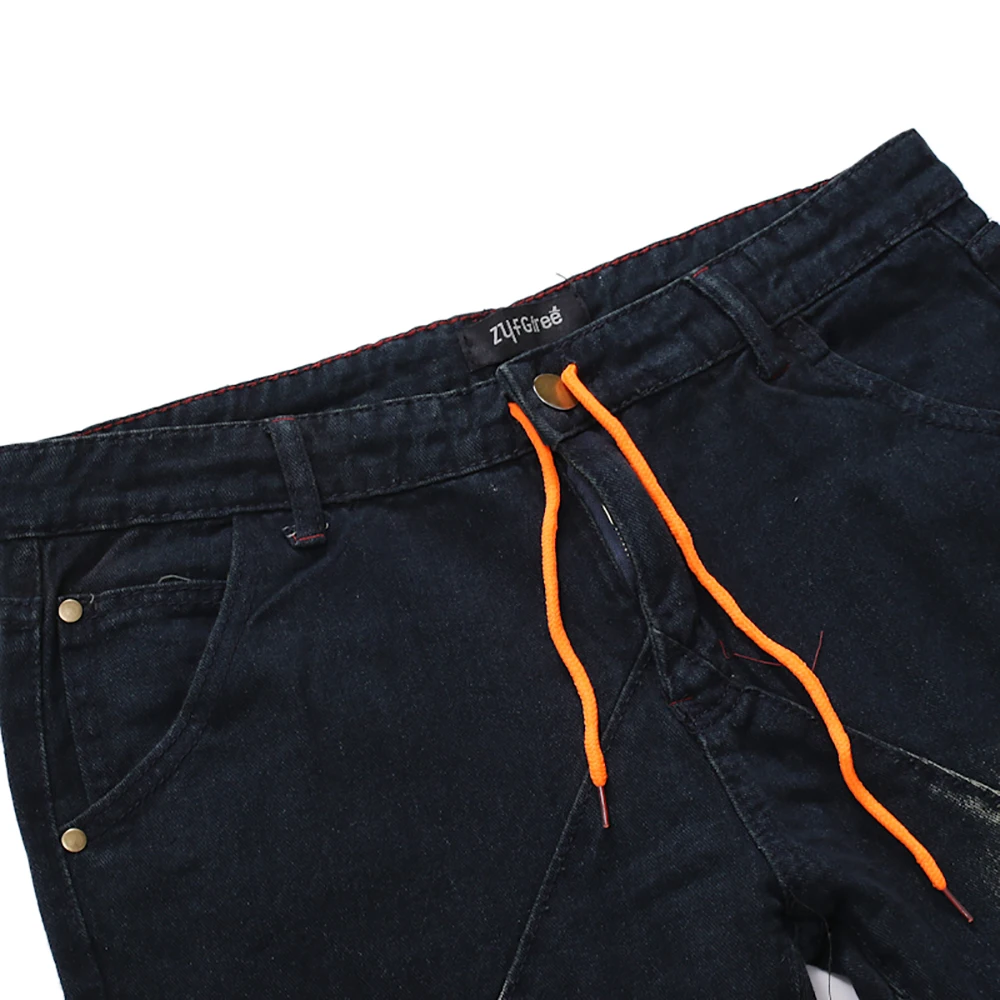 Осенние повседневные длинные мужские джинсы брюки средней талии однотонные