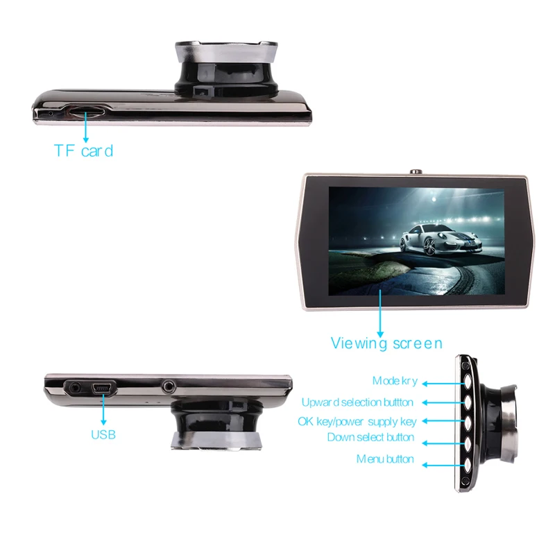 Двойной объектив Dash Cam Автомобильный dvr Автомобильная камера Full HD 1080p 4 &quotips