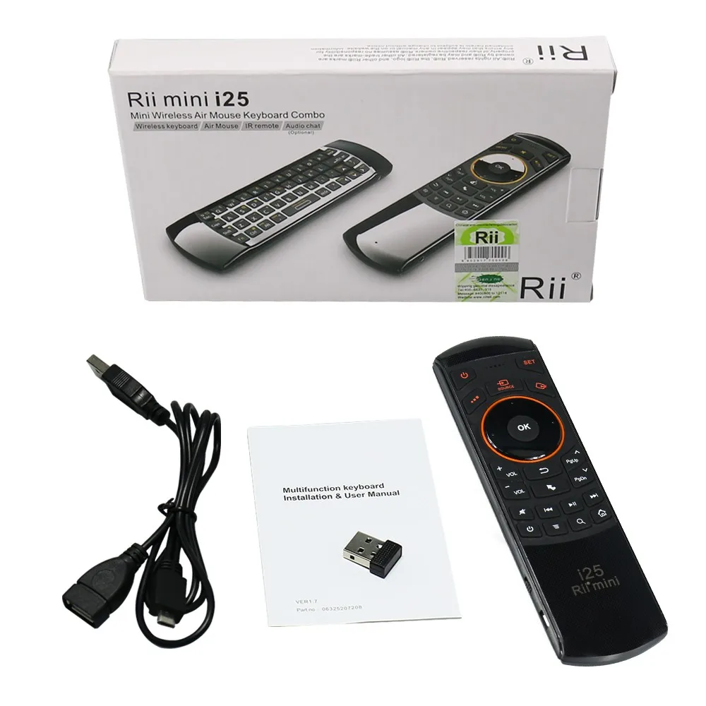 Rii mini i25 2,4 ГГц Беспроводная русская Клавиатура Fly Air mouse Эргономичный пульт дистанционного управления для планшетных ПК Android tv Box