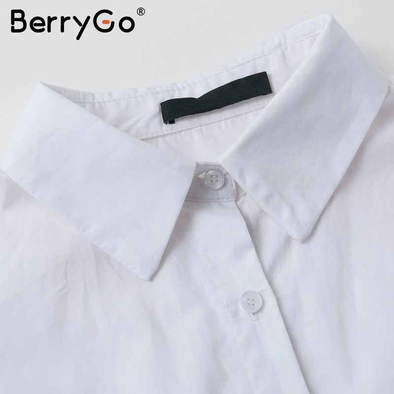 BerryGo пуховик с рукавом рубашка платье женщины Элегантные пуговицы пояса офисные женские платья Осень дамы рабочий костюм