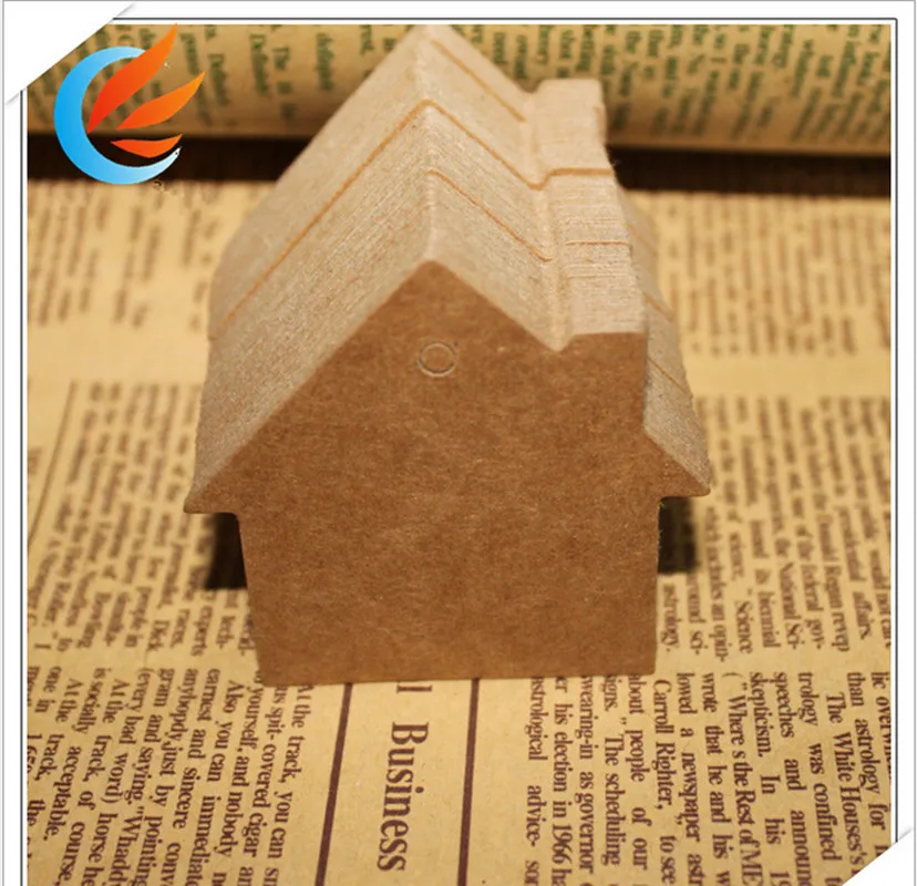 100 шт. коричневый Домик из крафт бумаги с маркировкой пустые карты ручная работа
