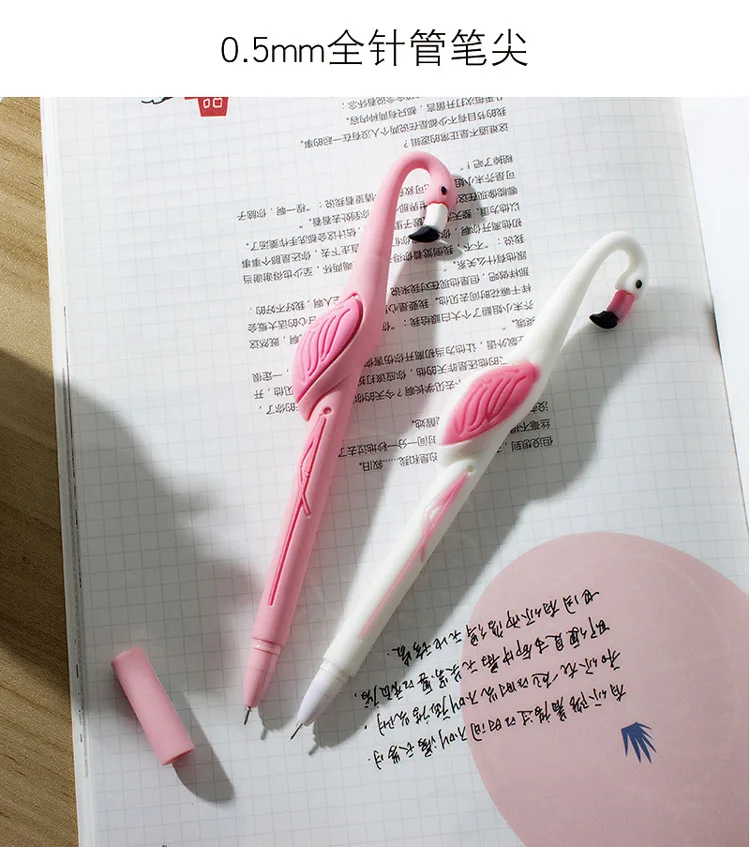 Милые Креативные Мультяшные Фламинго нейтральная ручка Kawaii силикагелевые ручки для девушек, студентов, офиса, школы, канцелярские принадлежности для детей, подарок